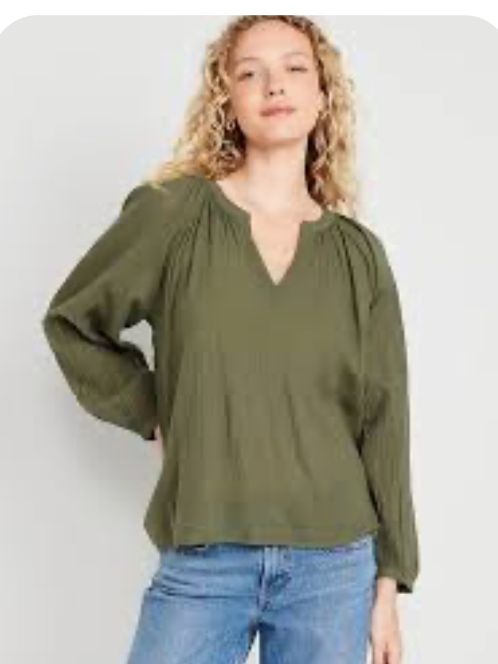 Old Navy Olive Green Peasant Blouse size XL NWT